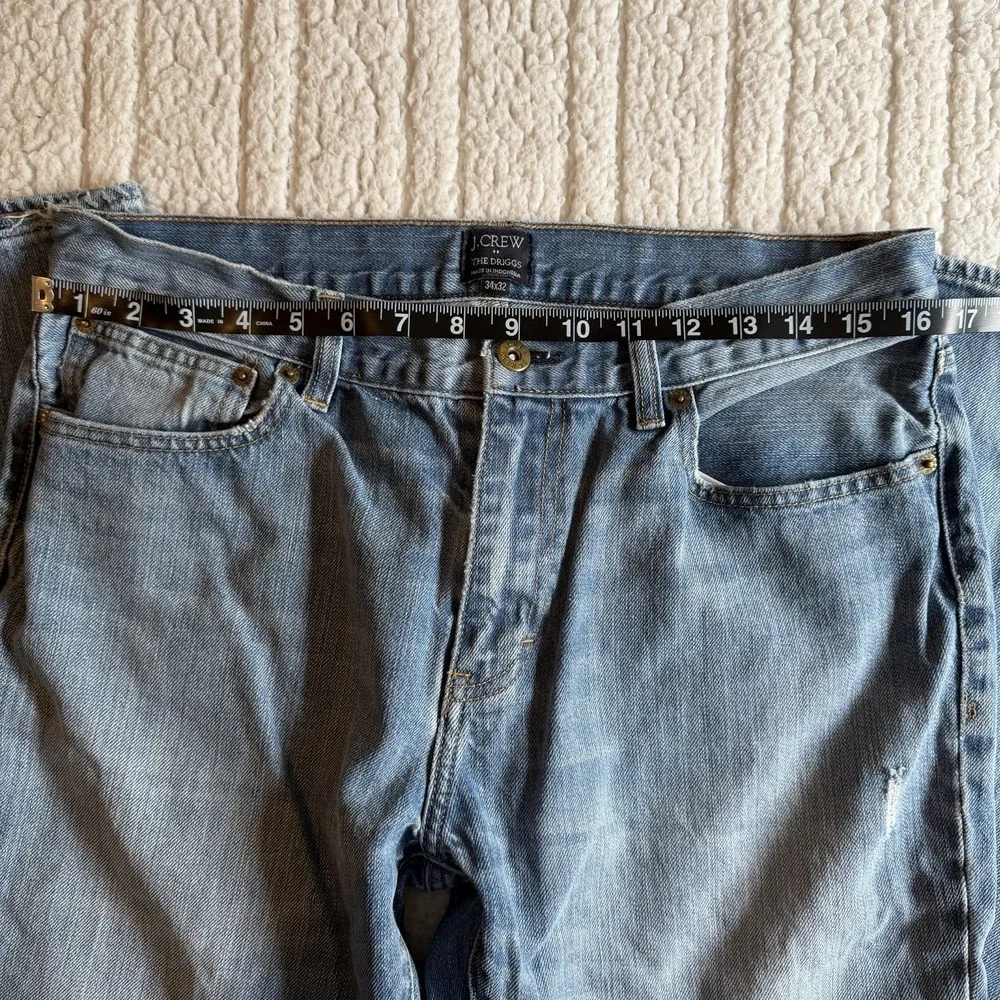 J. Crew Jeans Men's The Driggs 34x32 Light Wash Slim Fit Straight Leg Denim